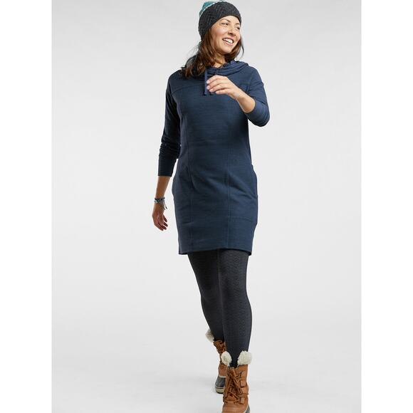 Toad & Co Intermosso Hooded pocket Dress organic cotton teal blue EUC XS lounge - Picture 5 of 10